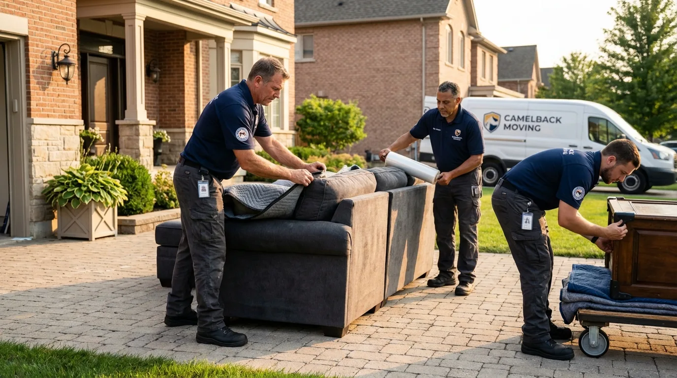 Large estate moving crew wrapping furniture in Ely, NV