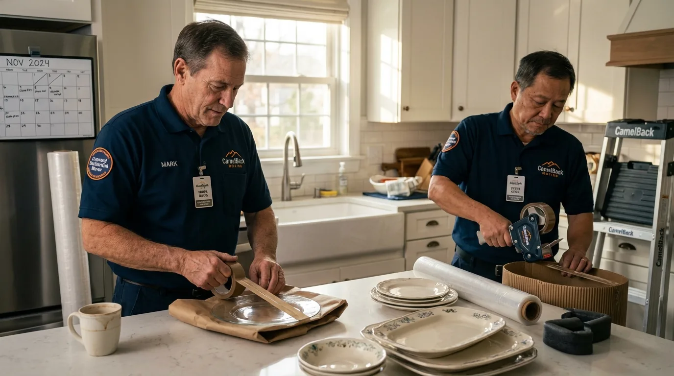 Professional crew packing kitchen dishware in Ely, NV